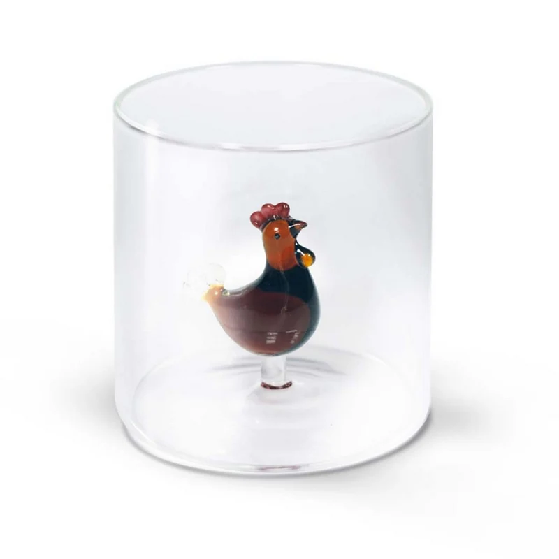 Wd Lifestyle Bicchiere in vetro borosilicato - Decoro gallina