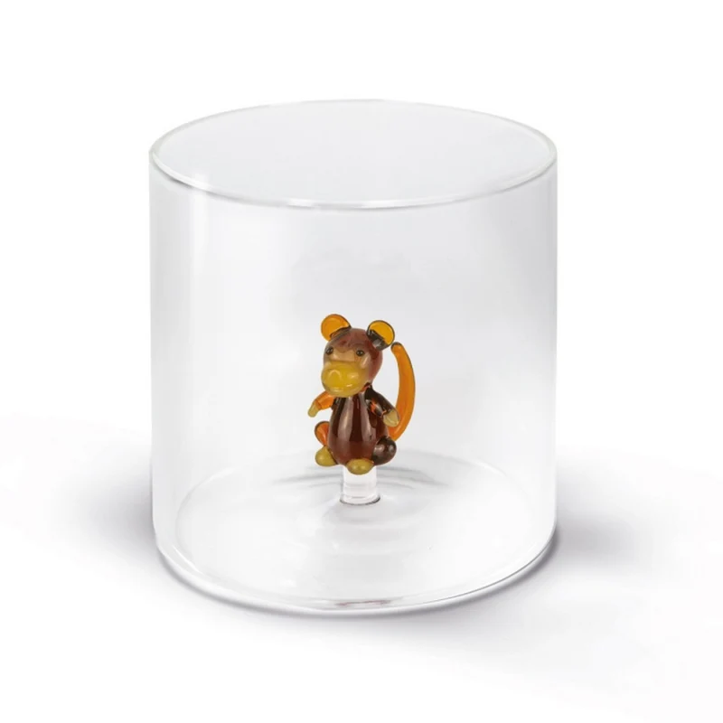 Bicchiere in vetro borosilicato figura Scimmia