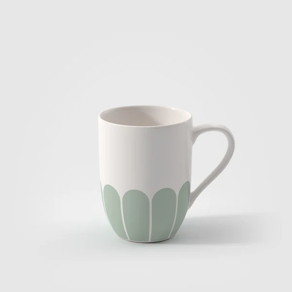FLEUR Tazza con manico - Verde, 290 ml, Premium Porcelain