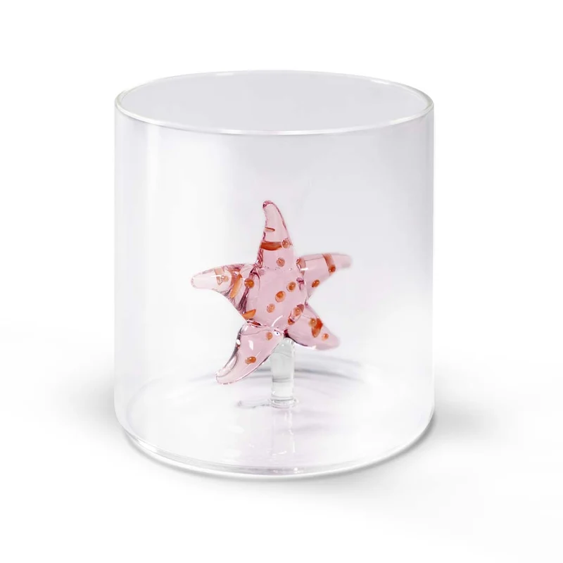 Bicchiere in vetro borosilicato Capacità 250 ml Decoro stella marina