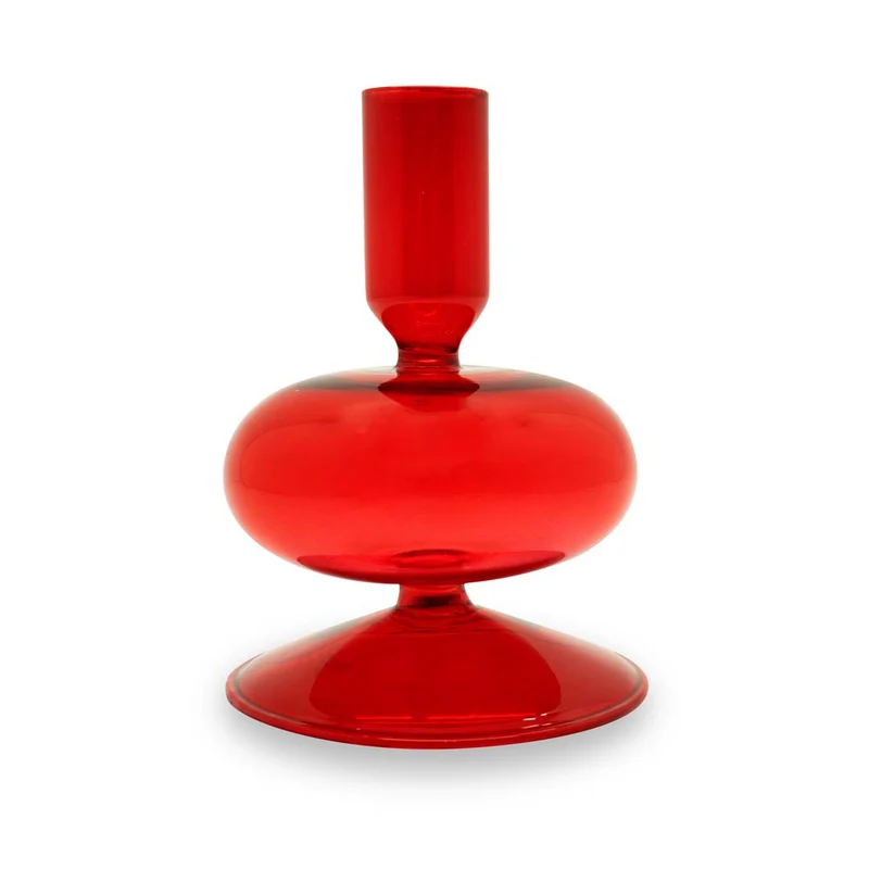 Wd Lifestyle Porta candele in vetro borosilicato - 12 cm / Rosso
