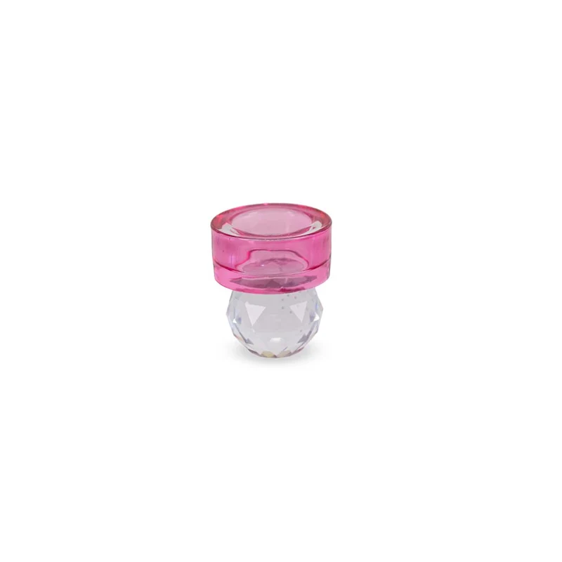 Porta candela 6,4x7cm - Vetro Borosilicato - Trasparente e Rosa