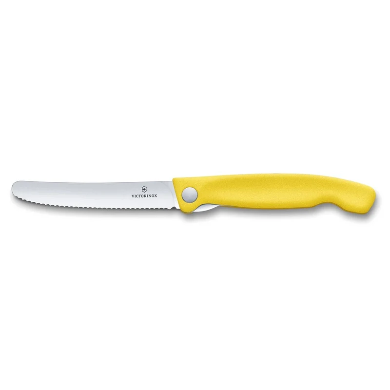 Coltello tavola ondulato pieghevole - manico giallo