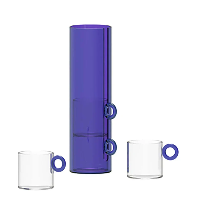 Wd Lifestyle Set 4 tazze in vetro borosilicato con manico ad anello - Blu