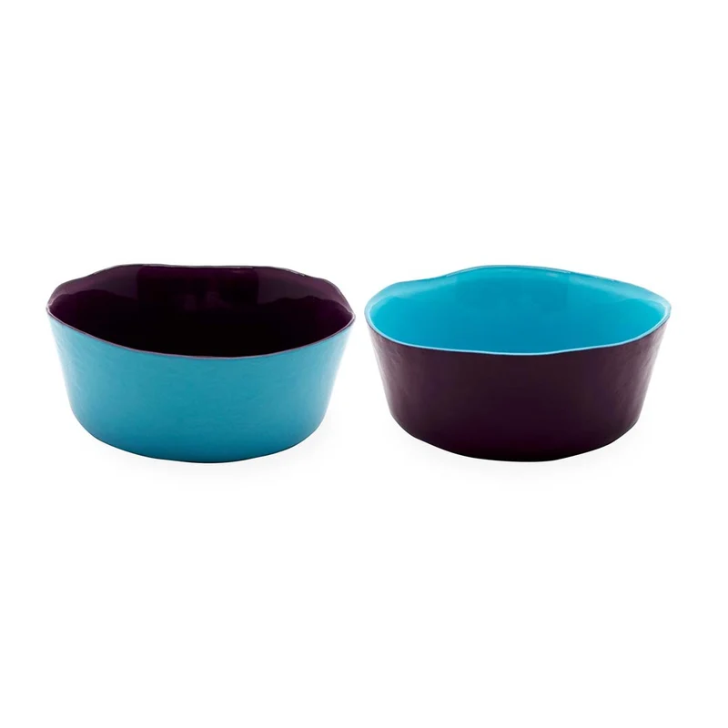 Wd Lifestyle Set 2 ciotole in vetro colorato - Borgogna / Azzurro