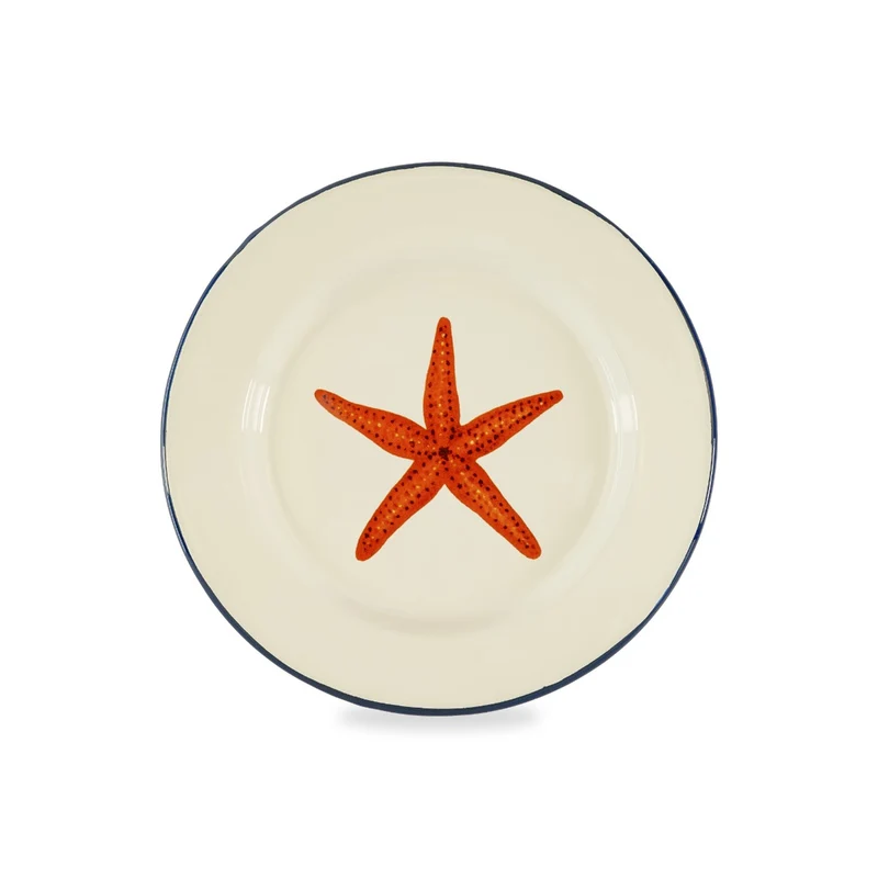 Piatto in latta smaltata - Crema 25cm