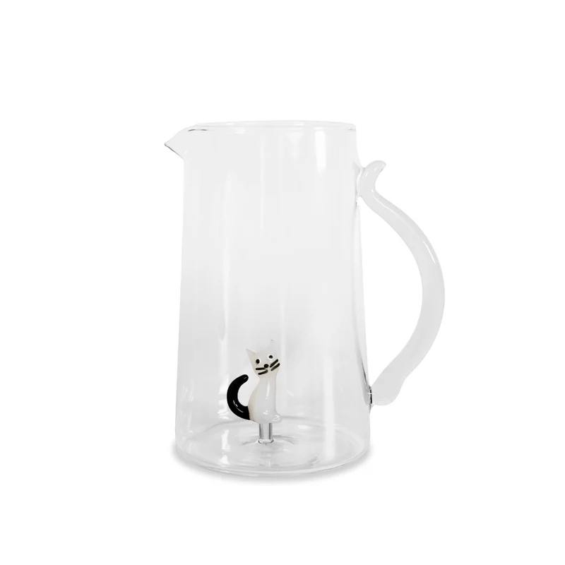Wd Lifestyle Caraffa in vetro borosilicato - 1,5L / Decoro Gatto
