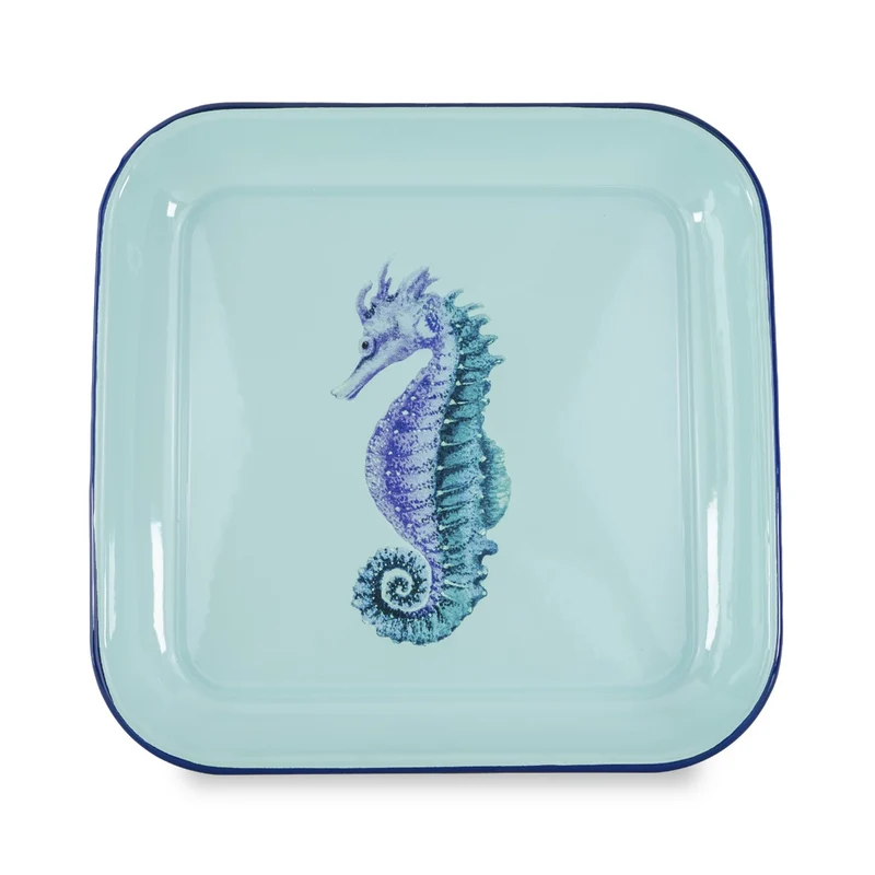 Svuota Tasche - Vassoio in latta smaltata / Azzurro 30x30cm