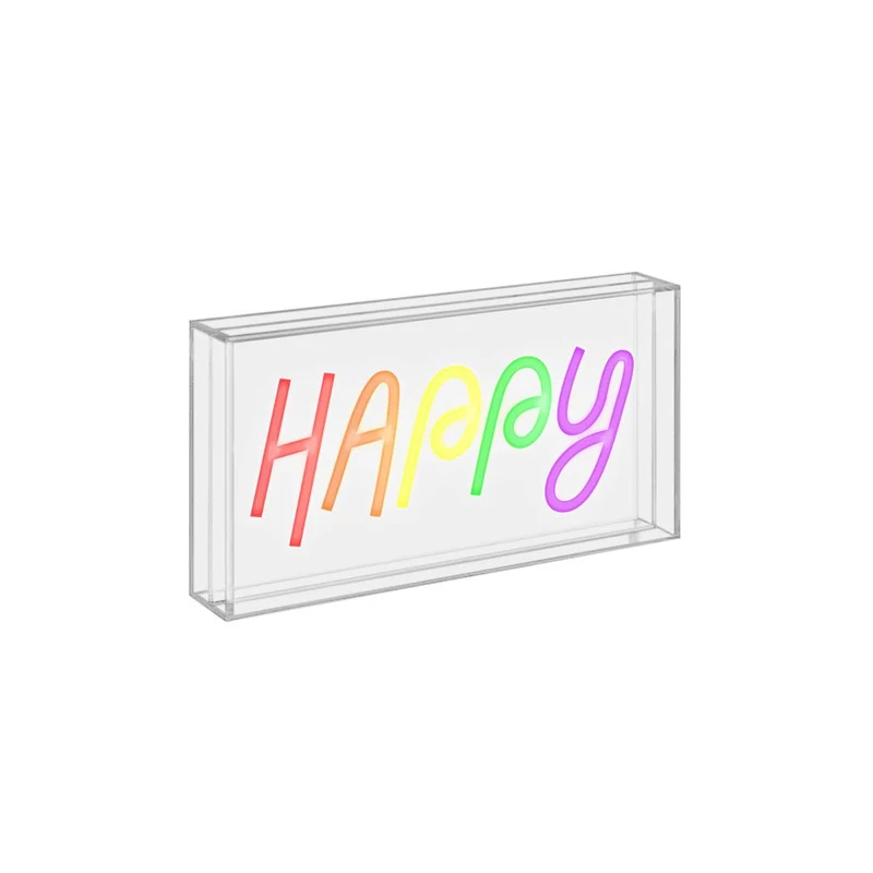 Insegna Neon con scritta "Happy" / 23x13 cm