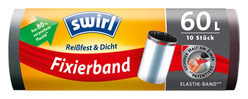 SWIRL Abfallsäcke Elastik mit Zugband 60 l