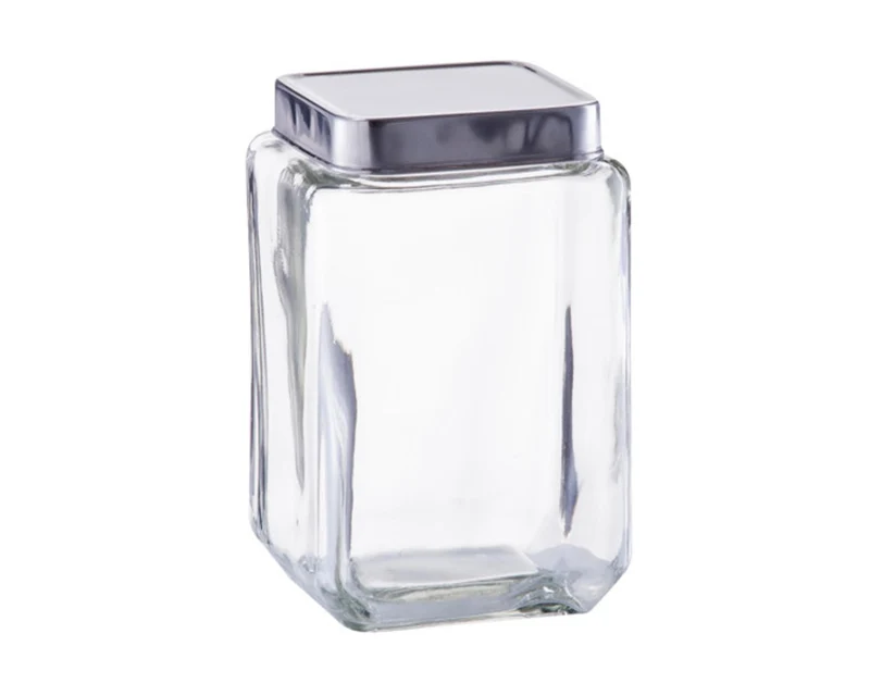 ZELLER Vorratsglas eckig mit Deckel Inox 1500 ml 11x11x18 cm