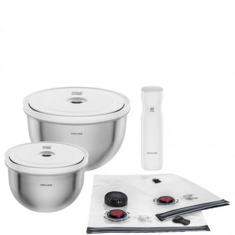 Starterset sottovuoto, acciaio inox / M/L, 9-pz., bianco-acciaio
