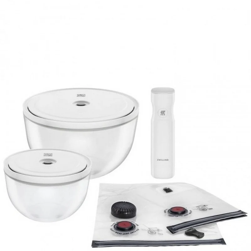 Starter set sottovuoto, vetro / M/L, 9-pz., transparente-bianco
