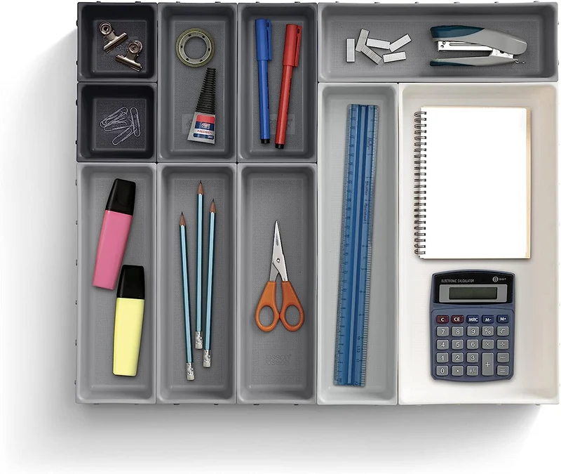 Set di organizer per cassetti grigio da 10 pezzi