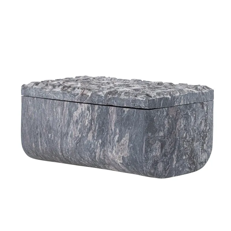 Nubia Box mit Deckel, Grau, Speckstein