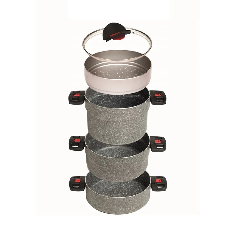 CLICK&COOK LE IMPILABILI - SET PENTOLE SALVASPAZIO 5 PZ GRANITIUM
