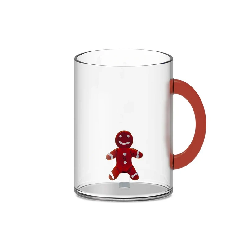 Tazza in Vetro - 420 ml Decoro Omino pan di zenzero