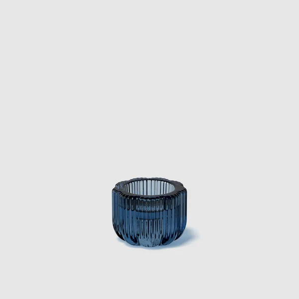 FLEUR Portacandela a bugia - Blu, 6,3 x 4,5 cm, vetro