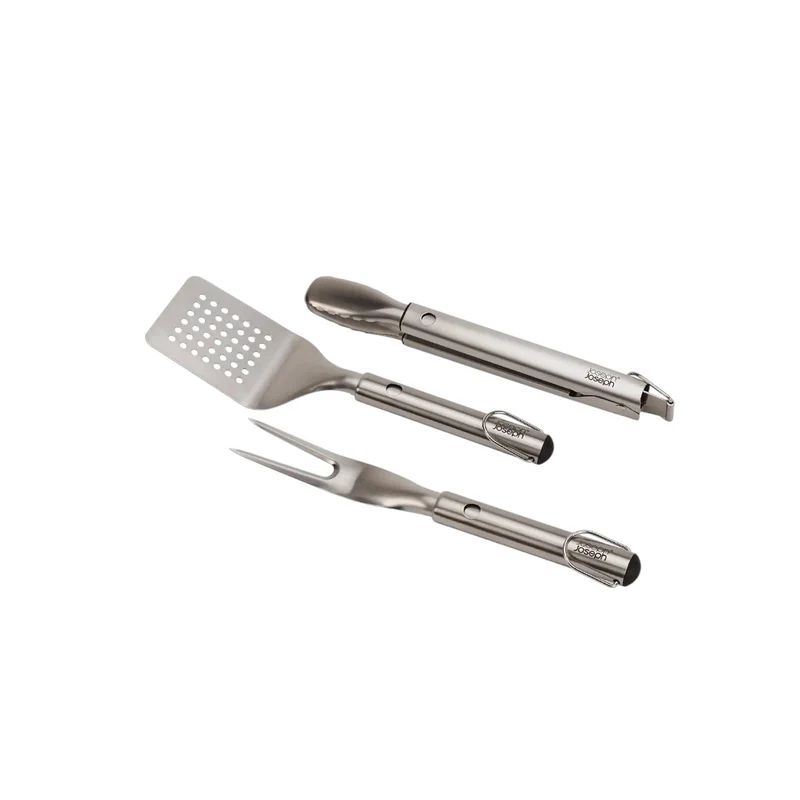 GrillOut™ Set di 3 pezzi di paletta, pinze e forchetta barbecue
