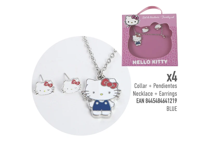 Hello kitty collana con pendente orecchini blue