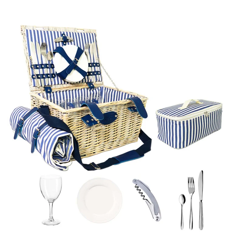 Wd Lifestyle Cestino da picnic in vimini bianco per 4 persone Multicolor