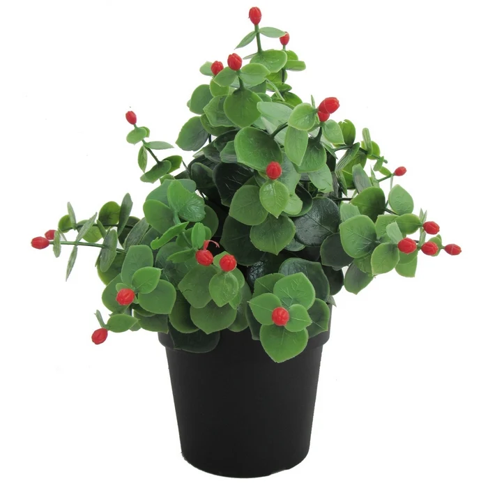 Piantina artificiale con bacche rosse