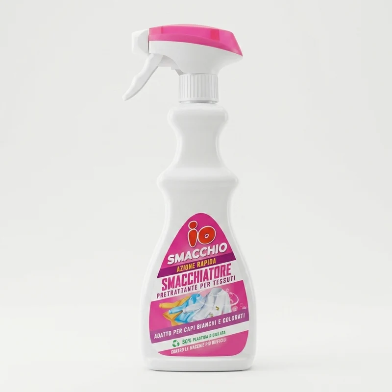 IO Smacchio Smacchiatore Pretrattante 500 ml | Azione Rapida sulle Macchie Difficili | Per Bianchi e Colorati | Flacone 50% Plastica Riciclata