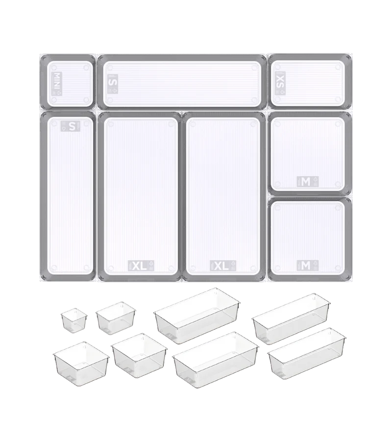 Schubladen Organizer - Set KLAR - HOCH (8-Teilig)
