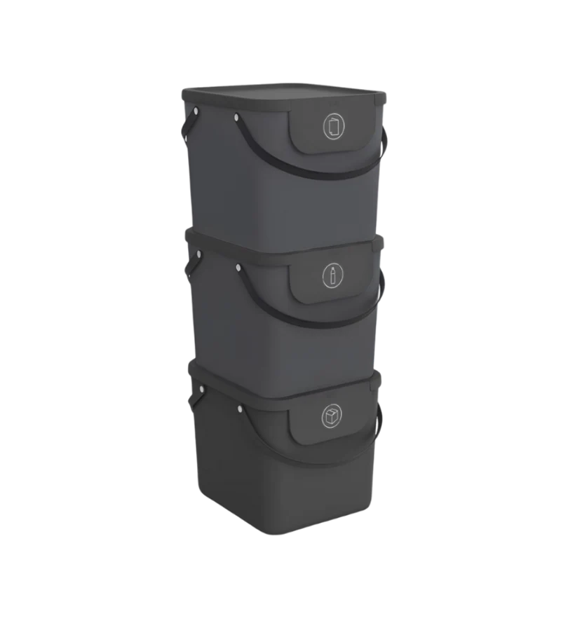 3er Set - ALBULA Recycling Müllsystem 40L - Anthrazit