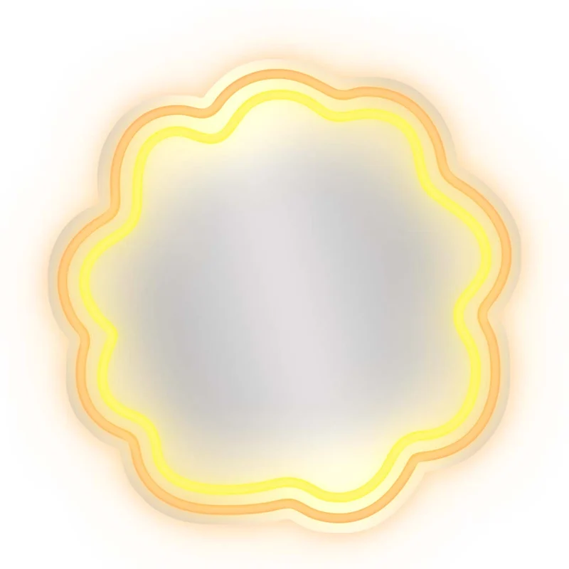 Specchio neon decorativo - onde aranciano e giallo - 30x30 cm