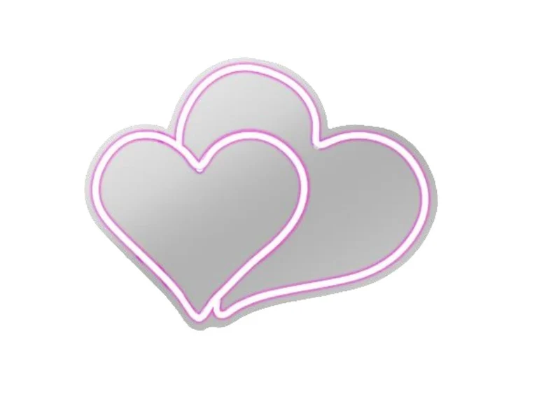 Specchio neon decorativo - decoro cuori - 30x30 cm