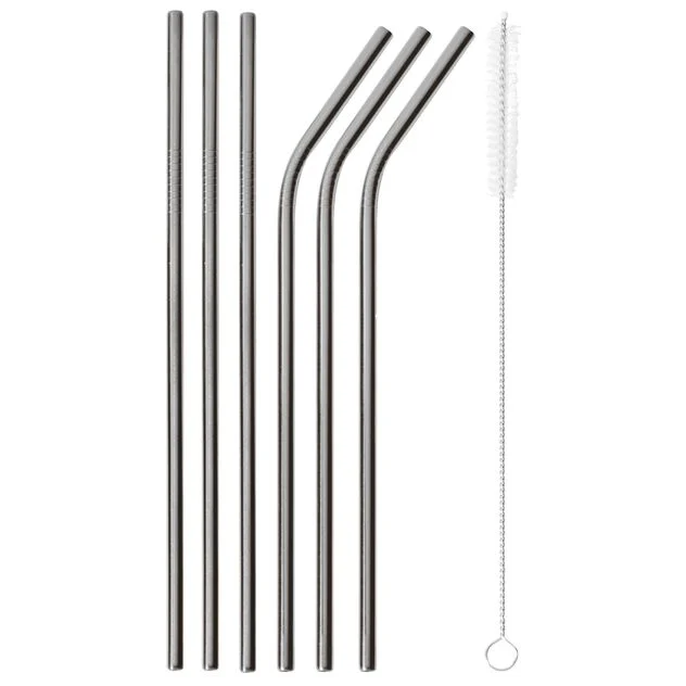 MIX&PLAY SET 6 Cannucce con scovolino, Acciaio Inox - PVD Black
