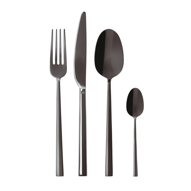 ROCK Servizio tavola 24 PZ Monoblocco - Accaio Inox mirror PVD 2Black