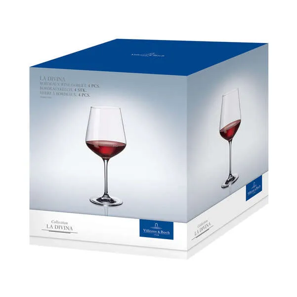 La Divina - set 4 Bicchieri da Bordeaux trasparente, 250 ml, cristallo