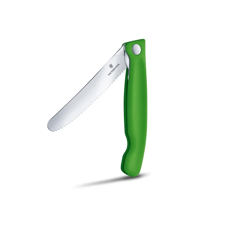 Coltello tavola ondulato pieghevole - manico verde