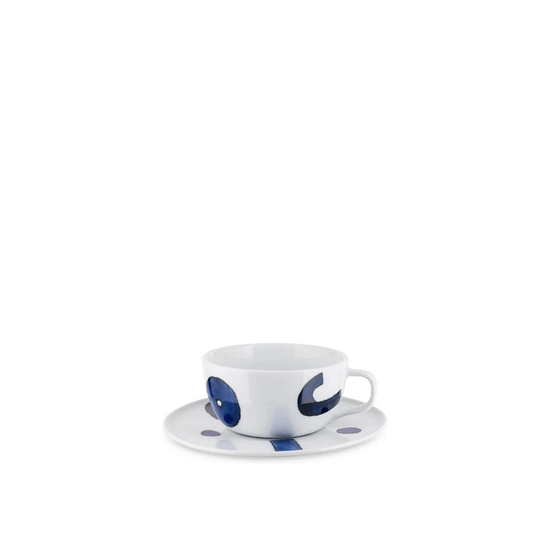 Itsumo - Yunoki ware - 1 tazza da tè con 1 sottotazza in porcellana bianca