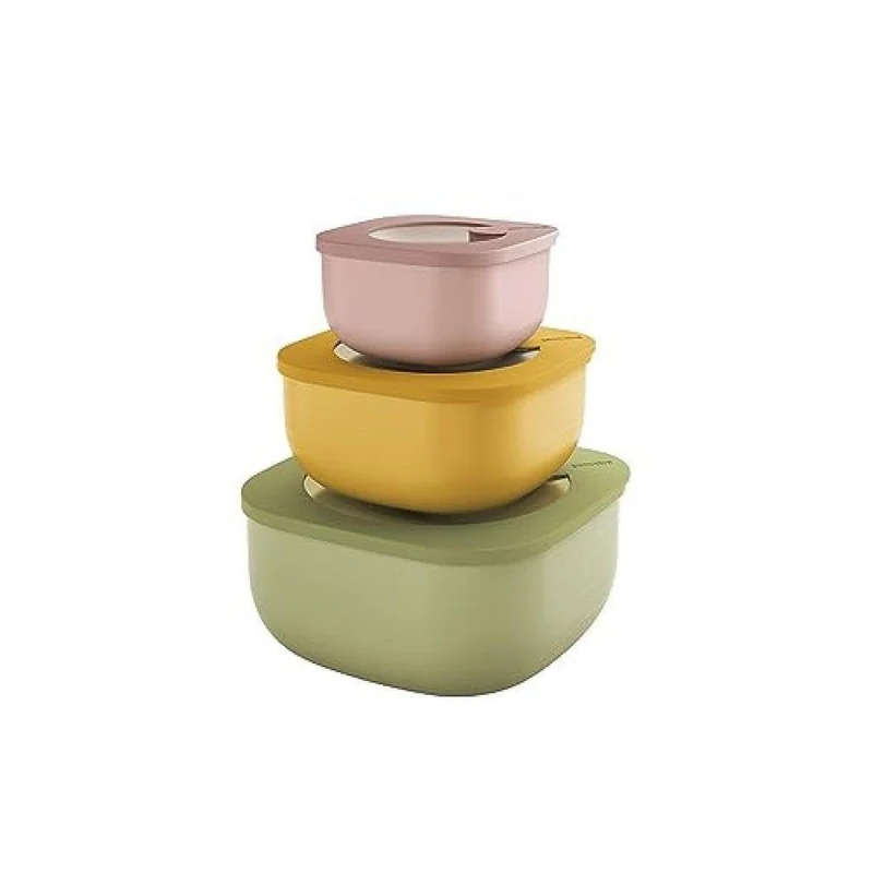 SET 3 CONTENITORI ERMETICI BASSI 'STORE&MORE BIO' "FOOD STORAGE"
