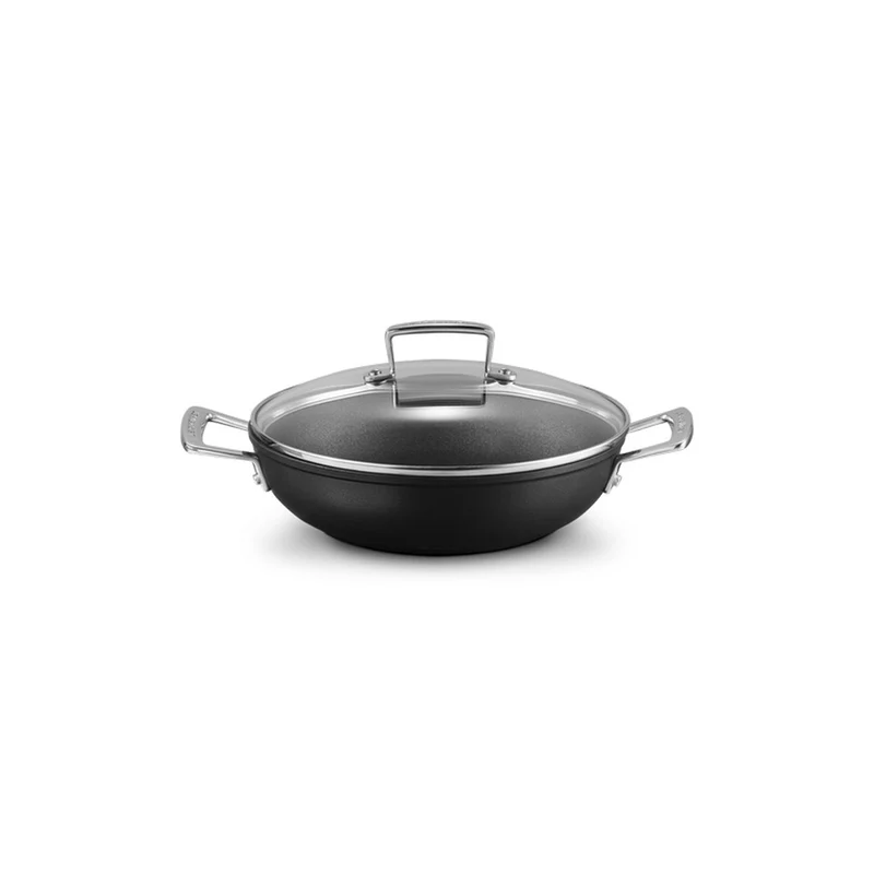Tegame basso in alluminio antiaderente con coperchio vetro - 24 cm, 3.3L