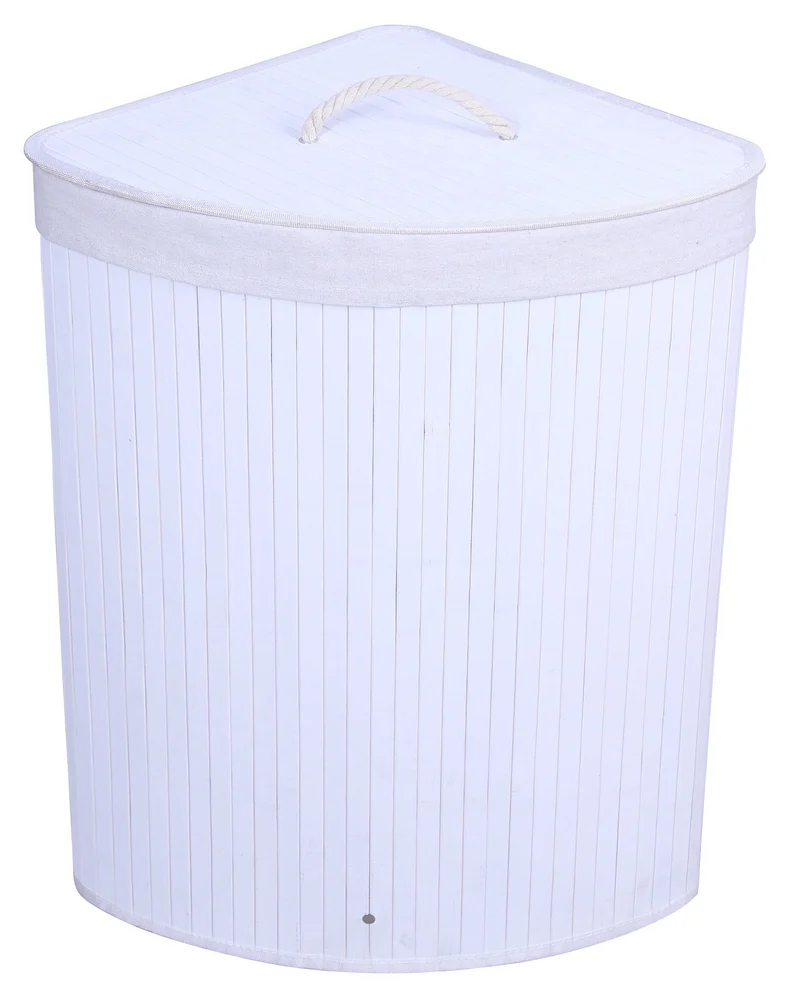 Cesto Portabiancheria 37x37x60 cm in Bamboo Collection Bianco