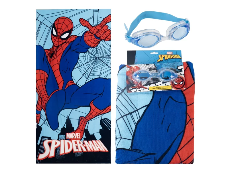 Spiderman asciugamani occhialini da nuoto