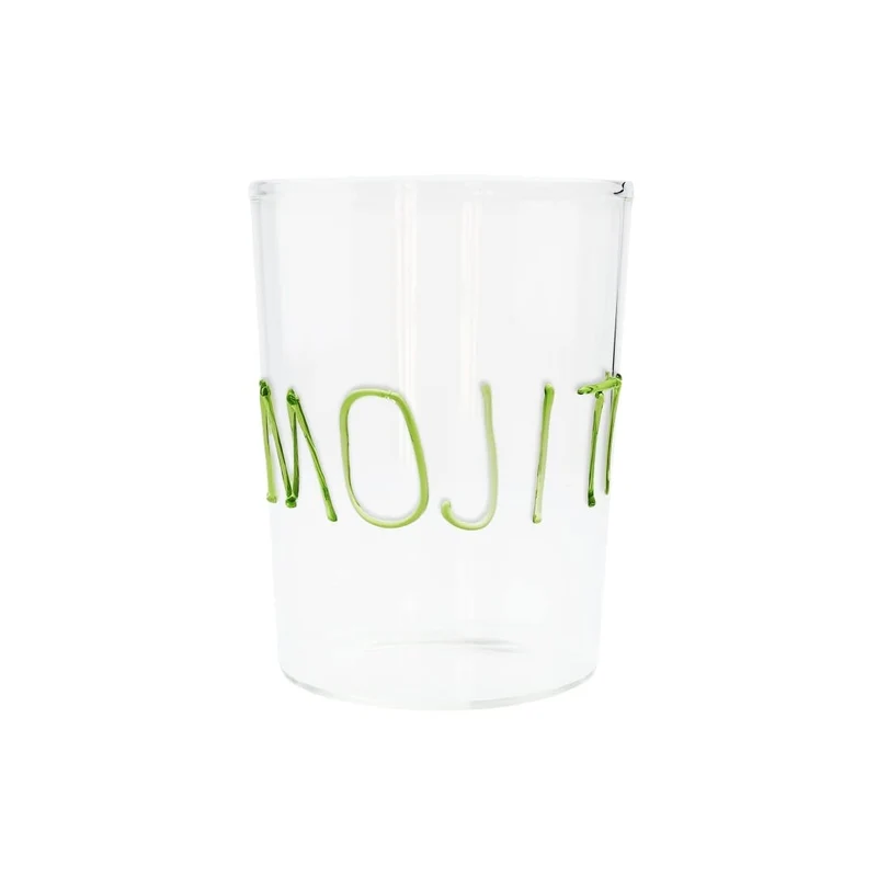 Wd Lifestyle Bicchiere da cocktail in vetro borosilicato con scritta Mojito in v