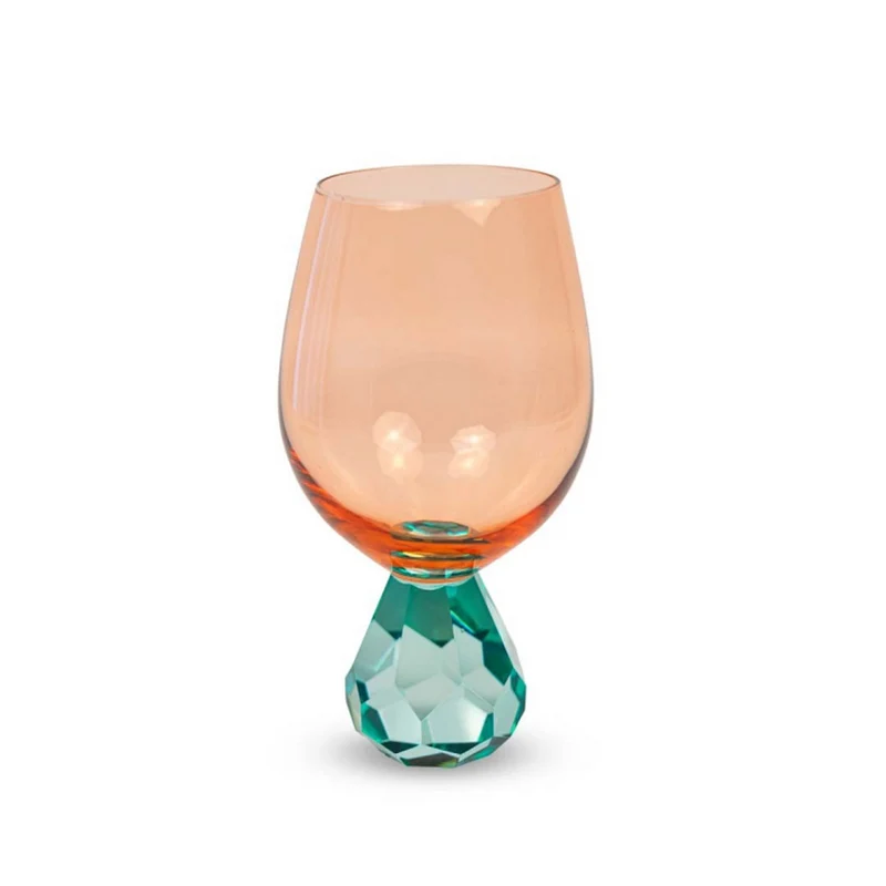 Wd Lifestyle Bicchiere cocktail in vetro effetto diamante pesca e azzurro - WD76
