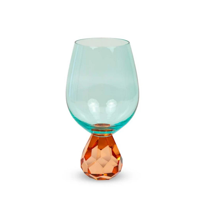 Wd Lifestyle Bicchiere cocktail in vetro effetto diamante Colore azzurro e pesc