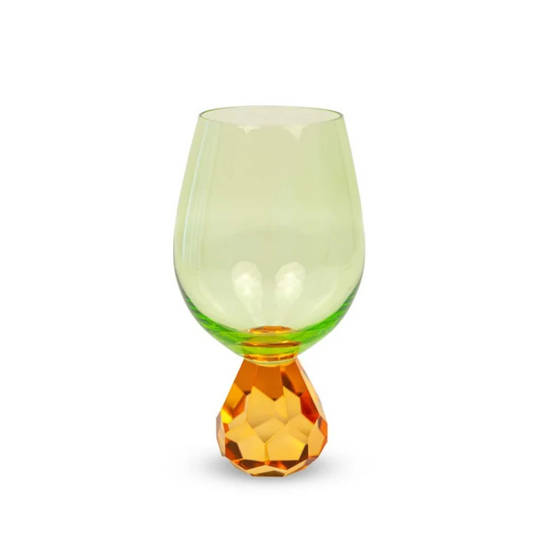 Wd Lifestyle Bicchiere cocktail in vetro effetto diamante verde e arancio - WD76
