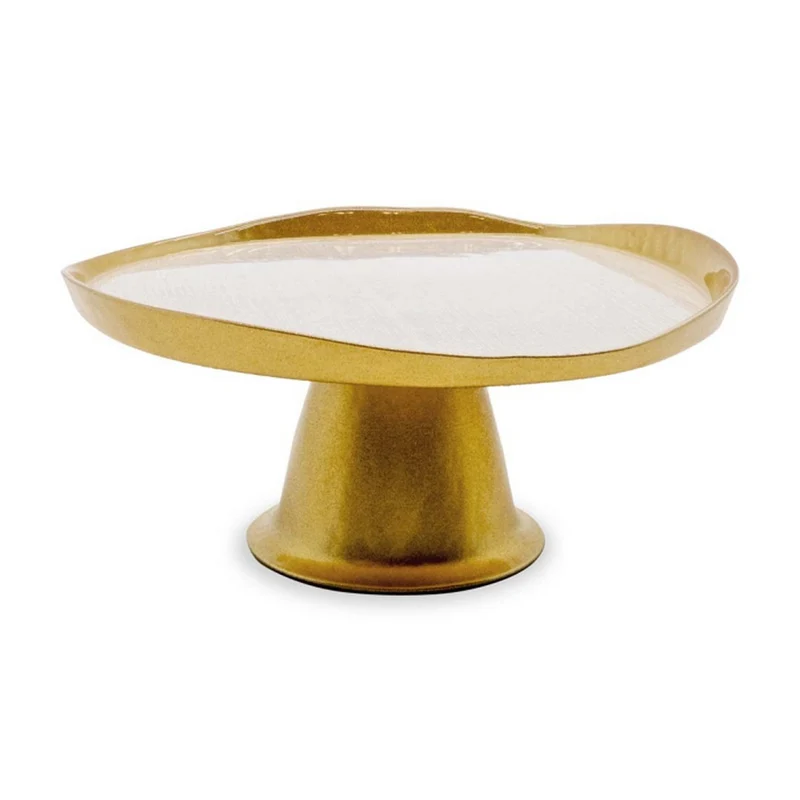 Alzatina in vetro - 28 cm / Oro e Perla