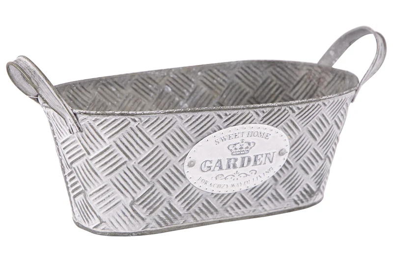 Portavaso Ovale 29,5x15x12 cm in Metallo Grigio