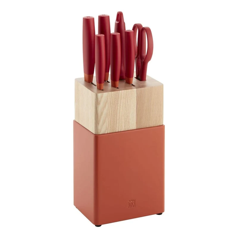 8-pz., Set di coltelli con ceppo - Rosso