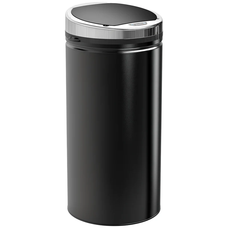 Pattumiera Automatica da 42L con Sensore a Infrarossi 30.5x30.5x68 cm in Acciaio e Plastica Nero