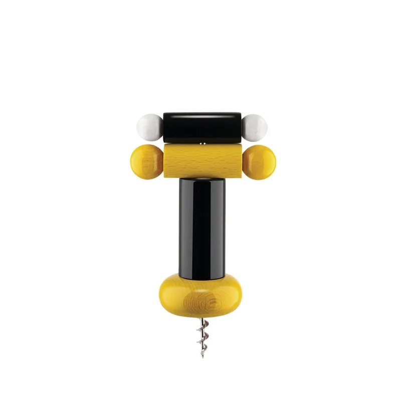 ES17 Cavatappi in legno di faggio - Nero, giallo, bianco