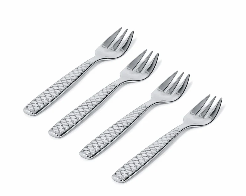 COLOMBINA FISH Set di 4 forchettine per ostriche e molluschi